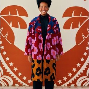 Farm Rio Mixed Leopard Fleece Coat